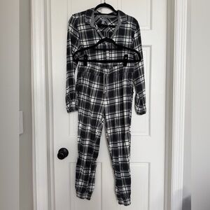 Aerie Black and White Plaid Pajama Set